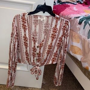 Boho long sleeve crop top